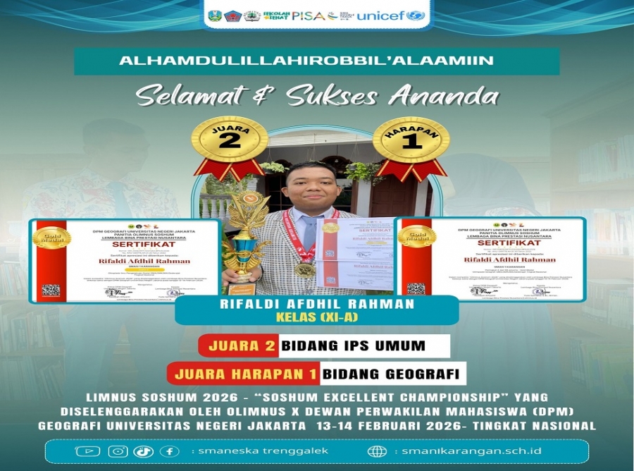 RIFALDI AFDHIL R. XI-A SMAN 1 KARANGAN RAIH PRESTASI NASIONAL