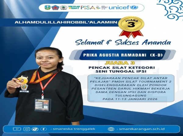 PRIKA AGUSTIA R. (X-D) SMANESKA RAIH JUARA 3 PENCAK SILAT