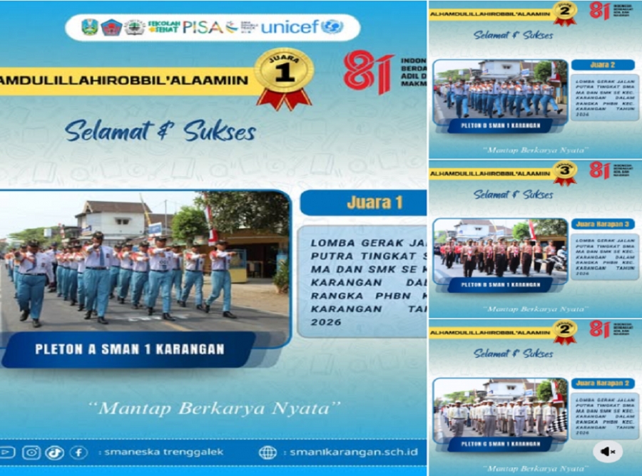 4 PELETON PUTRA SMAN 1 KARANGAN BORONG JUARA GERAK JALAN