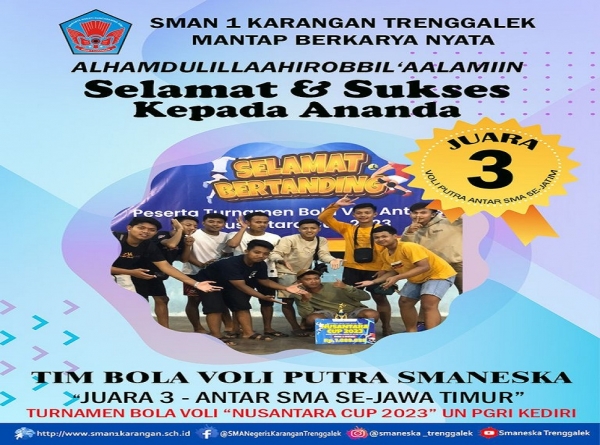 TIM BOLA VOLI PUTRA SMANESKA RAIH JUARA 3 ANTAR SMA JATIM