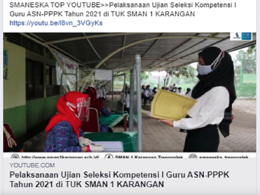 Pelaksanaan Ujian Seleksi Kompetensi I Guru ASN-PPPK Tahun 2021 di TUK SMAN 1 KARANGAN