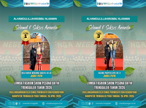 DUA SISWI SMANESKA RAIH JUARA FASHION BATIK TRENGGALEK