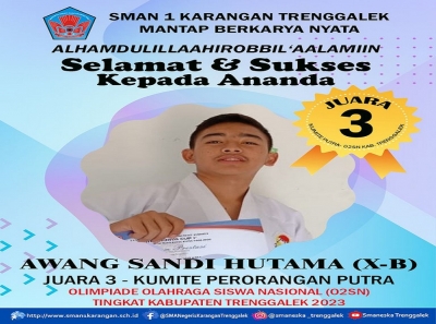 AWANG S. RAIH JUARA 3 KUMITE PERORANGAN PUTRA PADA O2SNK