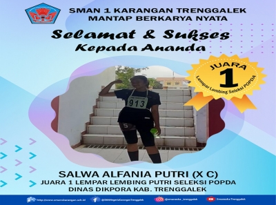 SALWA ALFANIA PUTRI RAIH JUARA 1 LEMPAR LEMBING KAB TRENGGALEK