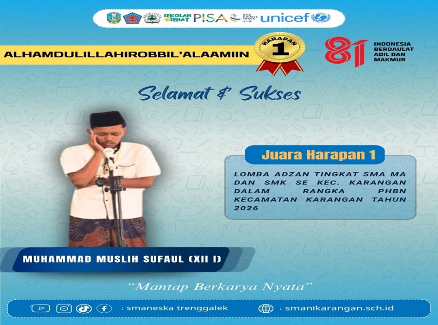 MUHAMMAD MUSLIH (XII-I) RAIH JUARA HARAPAN 1 LOMBA ADZAN
