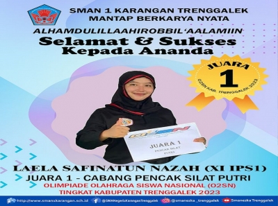 LAELA S. (XI IPS1) RAIH JUARA 1 PENCAK SILAT PUTRI PADA O2SNK