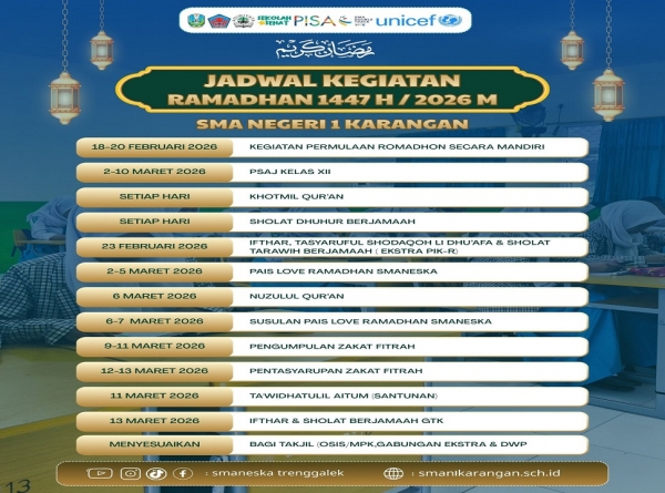 JADWAL KEGIATAN RAMADHAN 1447 H / 2026 M SMAN 1 KARANGAN