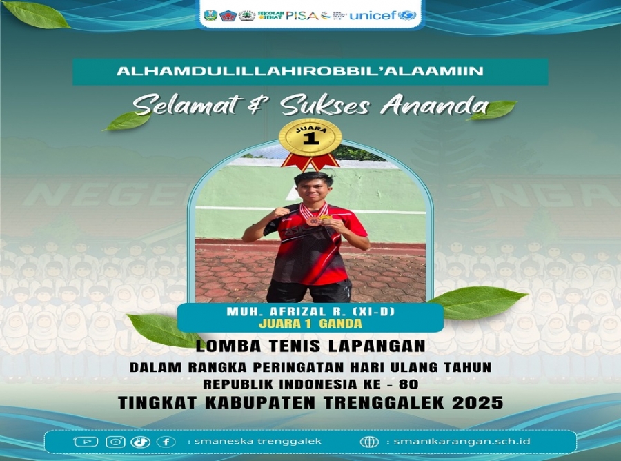 AFRIZAL R. RAIH JUARA 1 GANDA TENIS LAPANGAN KAB. TRENGGALEK