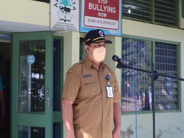 Kegiatan Apel Persiapan Pembelajaran Tatap Muka (PTM) SMAN 1 KARANGAN