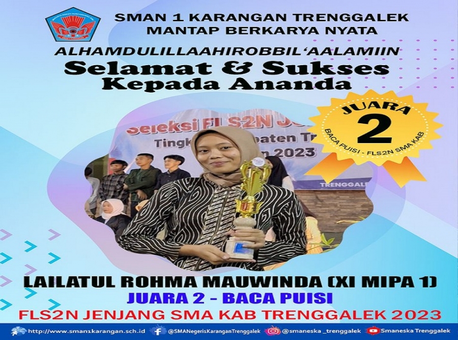 LAILATUL ROHMA  SMAN 1 KARANGAN RAIH JUARA 2 BACA PUISI FLS2N 2023