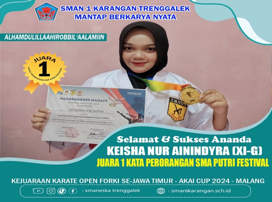 KEISHA NUR XI-G SMANESKA RAIH JUARA 1 KARATE TINGKAT PROVINSI