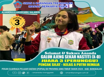AJENG X-D SMANESKA RAIH JUARA 3 PENCAK SILAT POPDA JATIM