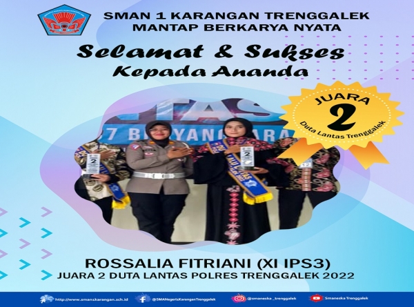 ROSSALIA FITRIANI (XI IPS3)  SMANESKA RAIH JUARA 2 DUTA LANTAS