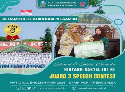 BINTANG (XI B) SISWI SMANESKA RAIH JUARA 3 SPEECH CONTEST