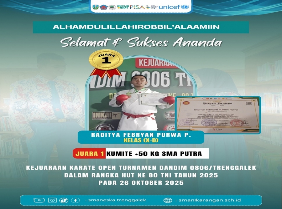 RADITYA FEBRYAN P. X-D SABET JUARA 1 KUMITE +50 KG SMA PUTRA