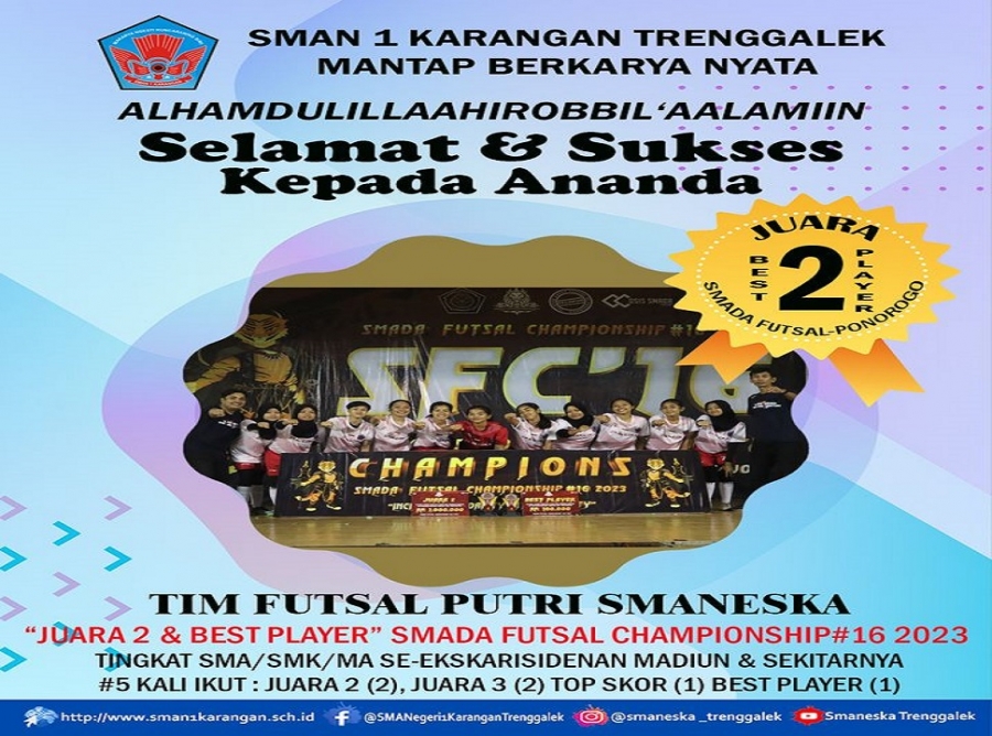 TIM FUTSAL PUTRI SMANESKA RAIH JUARA 2 &amp; BEST PLAYER SFC #16
