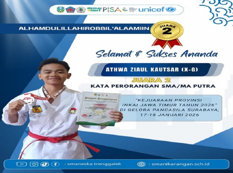 ATHWA Z. (X-G) SMANESKA RAIH JUARA 2 KARATE JAWA TIMUR 2026