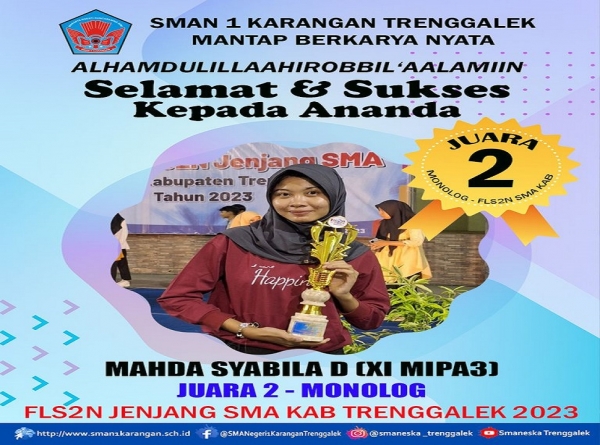 MAHDA SYABILA (XI MIPA3) SMANESKA RAIH JUARA 2 MONOLOG