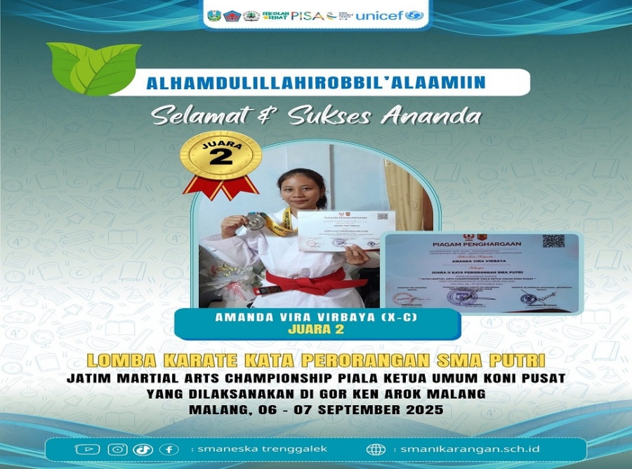 AMANDA (X-C) SMANESKA RAIH JUARA II KARATE KATA 2025