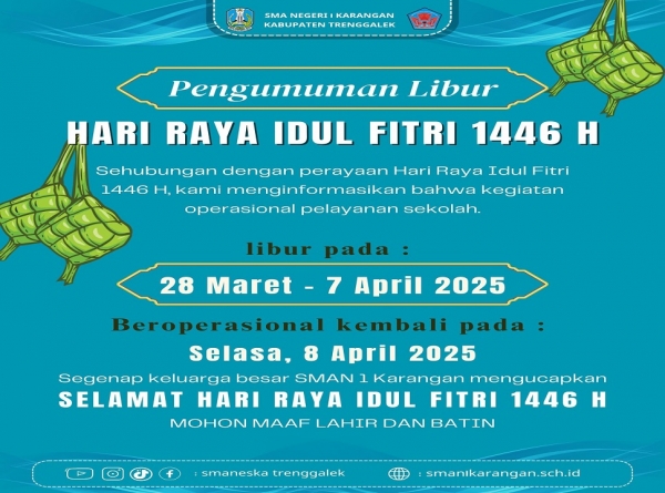 LIBUR PELAYANAN SMANESKA HARI RAYA IDUL FITRI 1446 HIJRIAH