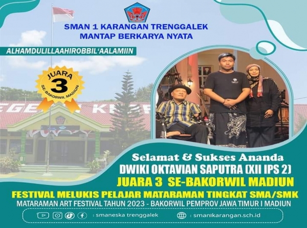 DWIKI OKTAVIAN S. SMANESKA JUARA 3 FESTIVAL MELUKIS TK BAKORWIL