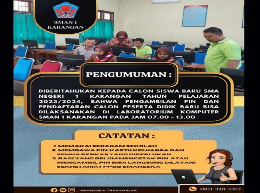 PELAYANAN PENDAFTARAN TAHAP 1 GRATIS DI SMAN 1 KARANGAN