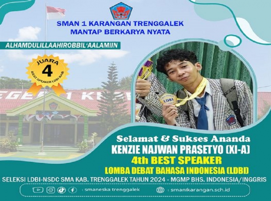 KENZIE NAJWAN (XI-A) SMANESKA RAIH &ldquo;4TH BEST SPEAKER LDBI 2024
