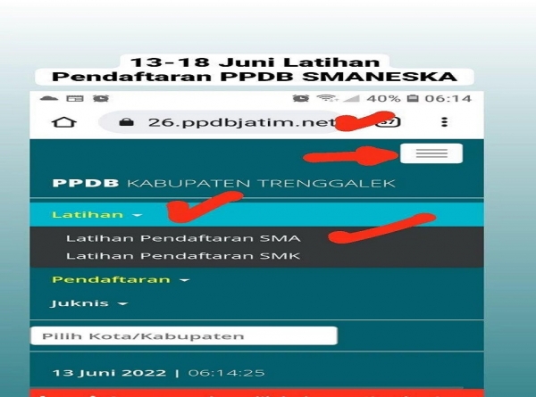 Sesuai Jadwal PPDB JATIM 2022 mulai tgl 13-18 Juni 2022, Sudah Memasuki "Tahapan Latihan Pendaftaran"