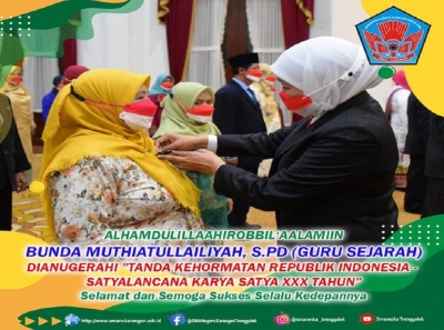 BUNDA MUTHIATULLAILIYAH, S.PD SMANESKA MENDAPAT PENGHARGAAN