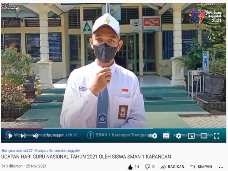 UCAPAN, DOA DAN TERIMAKASIH DARI SISWA-SISWI SMAN 1 KARANGAN TRENGGALEK