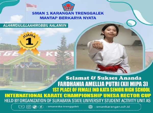 FARDHANIA SMAN 1 KARANGAN RAIH JUARA 1 KARATE INTERNASIONAL