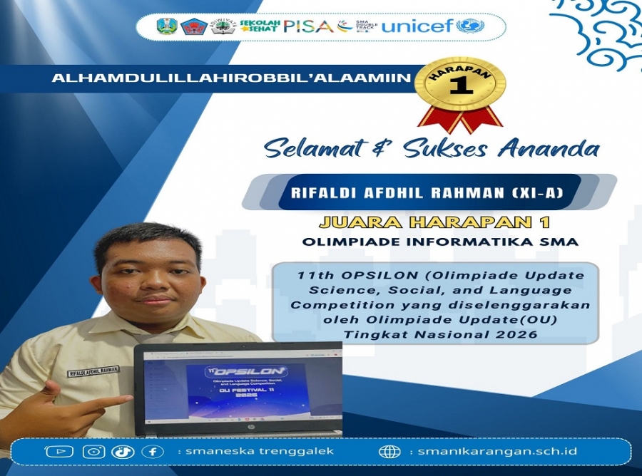 RIFALDI (XI-A) SMAN 1 KARANGAN RAIH JUARA 4 OLIMPIADE