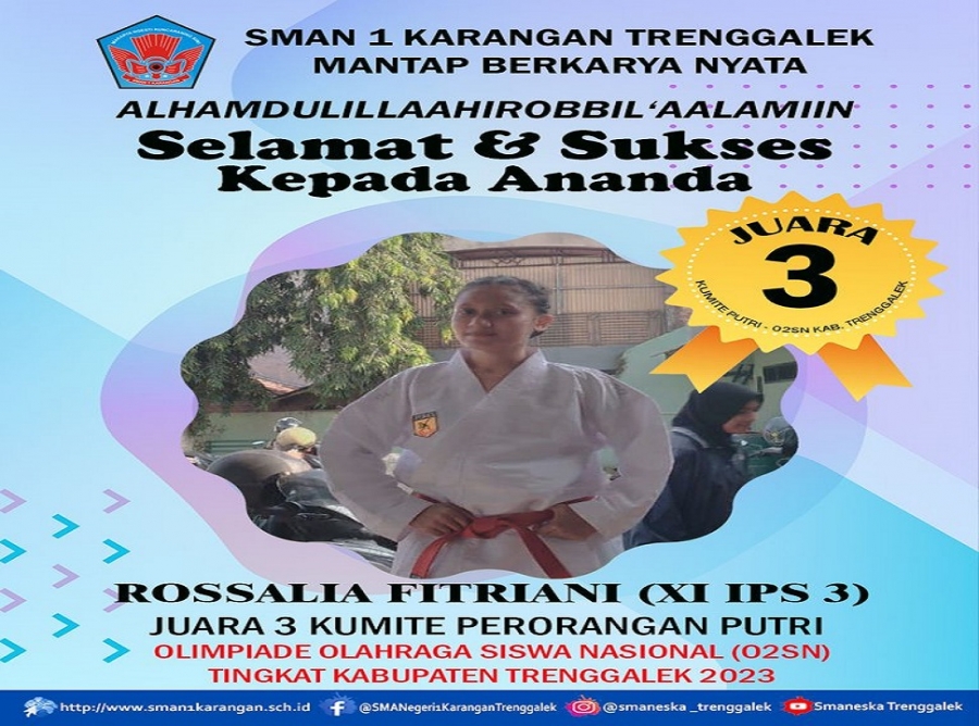 ROSSALIA F. RAIH JUARA 3 KUMITE PERORANGAN O2SNK 2023